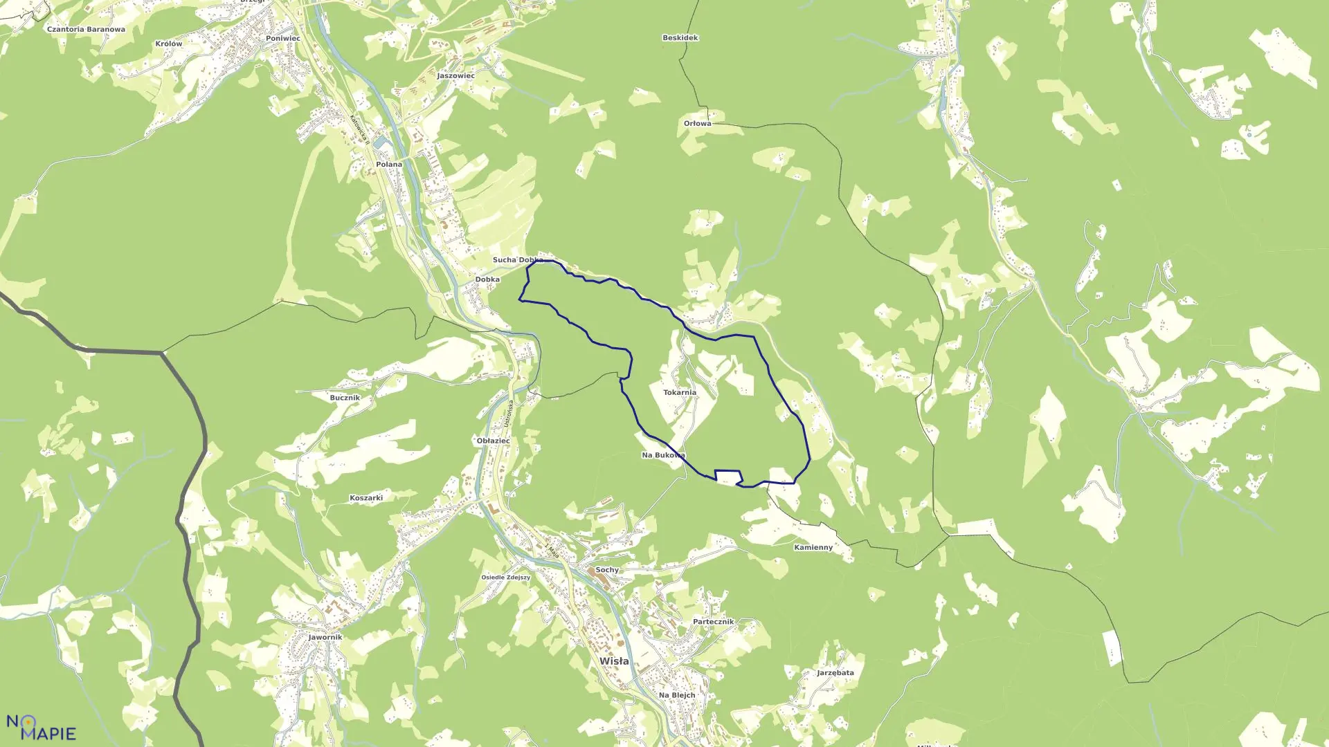 Mapa obrębu TOKARNIA w mieście Wisła